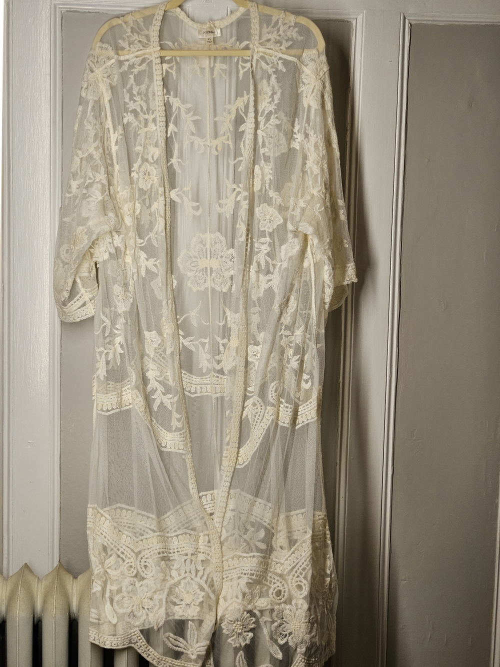 Delicate Lace Kimono Duster - Cream
